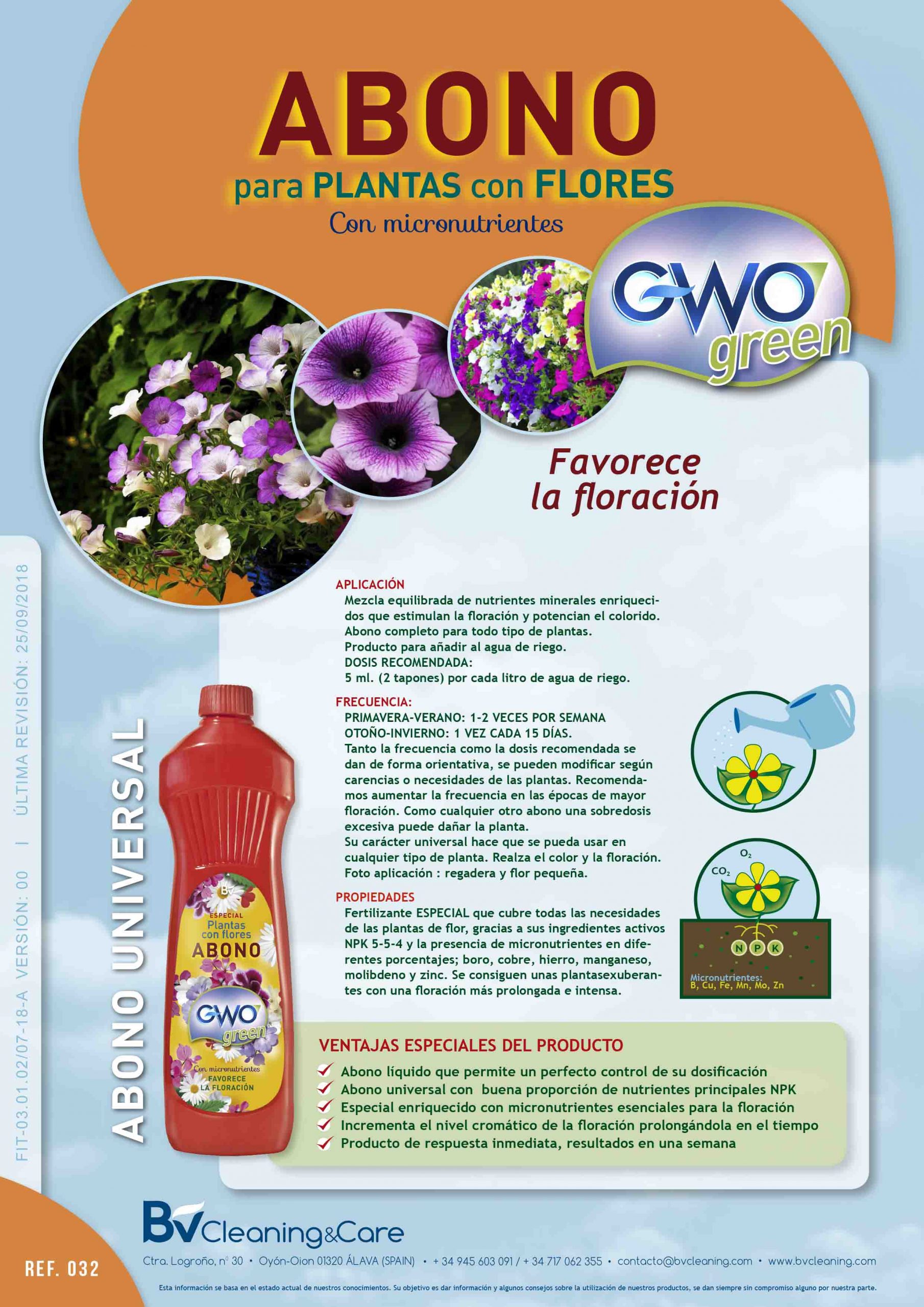 Abono para plantas con flores GWO BV Cleaning &amp; Care